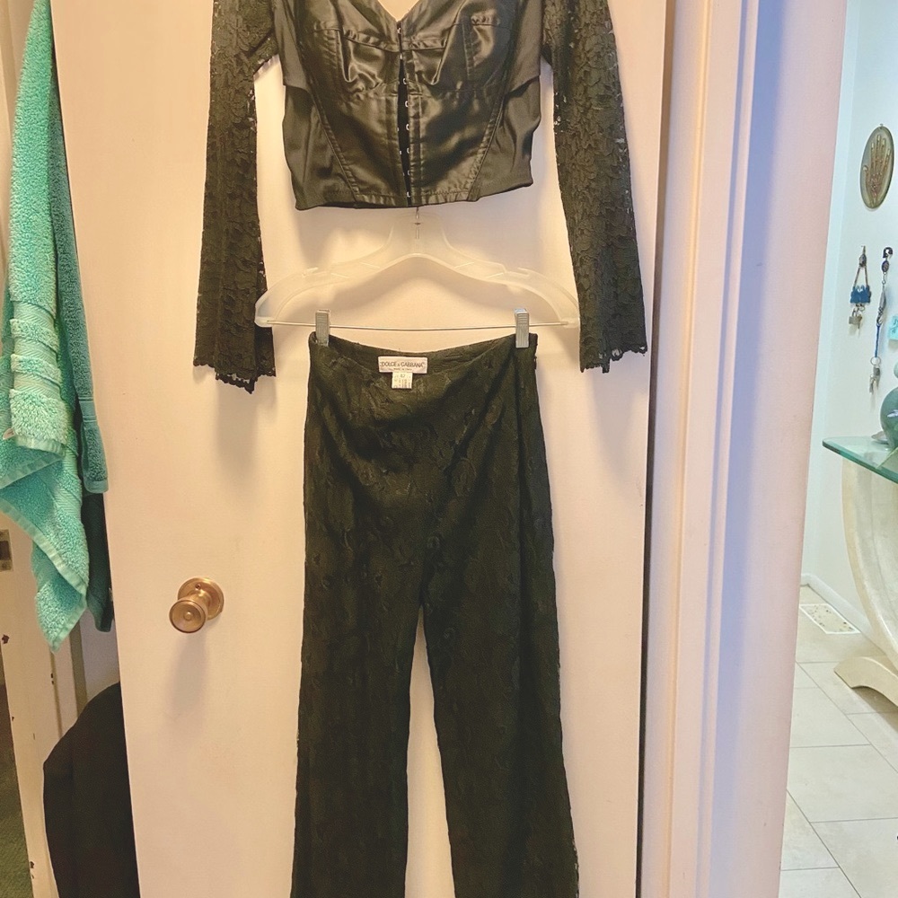 Dolce and gabbana vintage 90’s lace overlay two piece outfit or jumpsuit, unworn